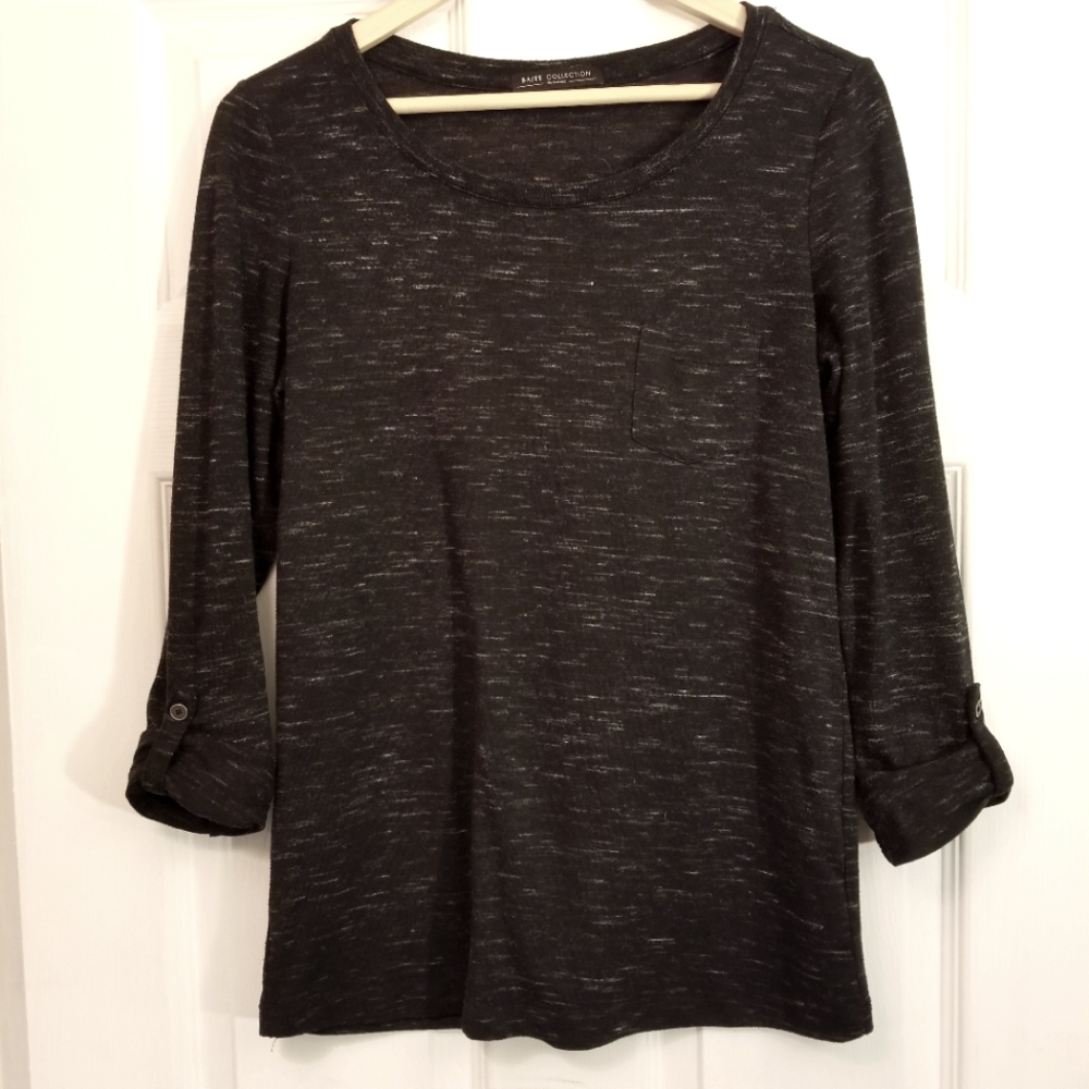 Dark Gray textured blouse with rolled sleeves